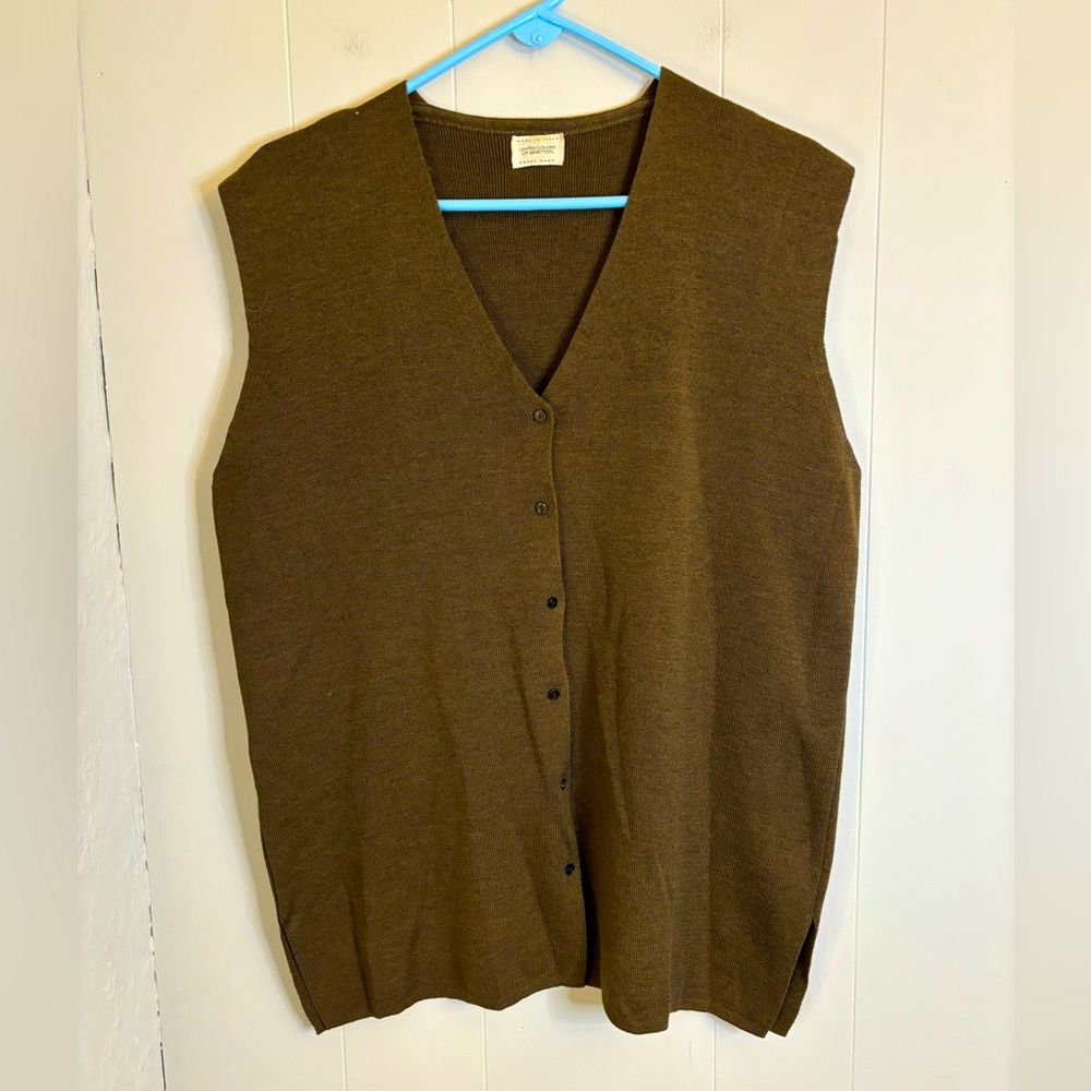 United Colors Of Benetton men’s olive wool vest size medium - Picture 1 of 8
